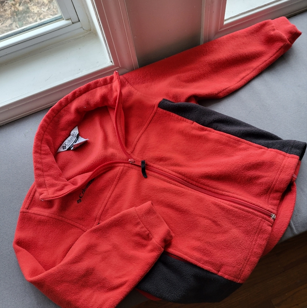 Red Columbia fleece jacket boy size 8